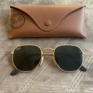 Ray-Ban Hexagonal Flat Gold Sunglasses